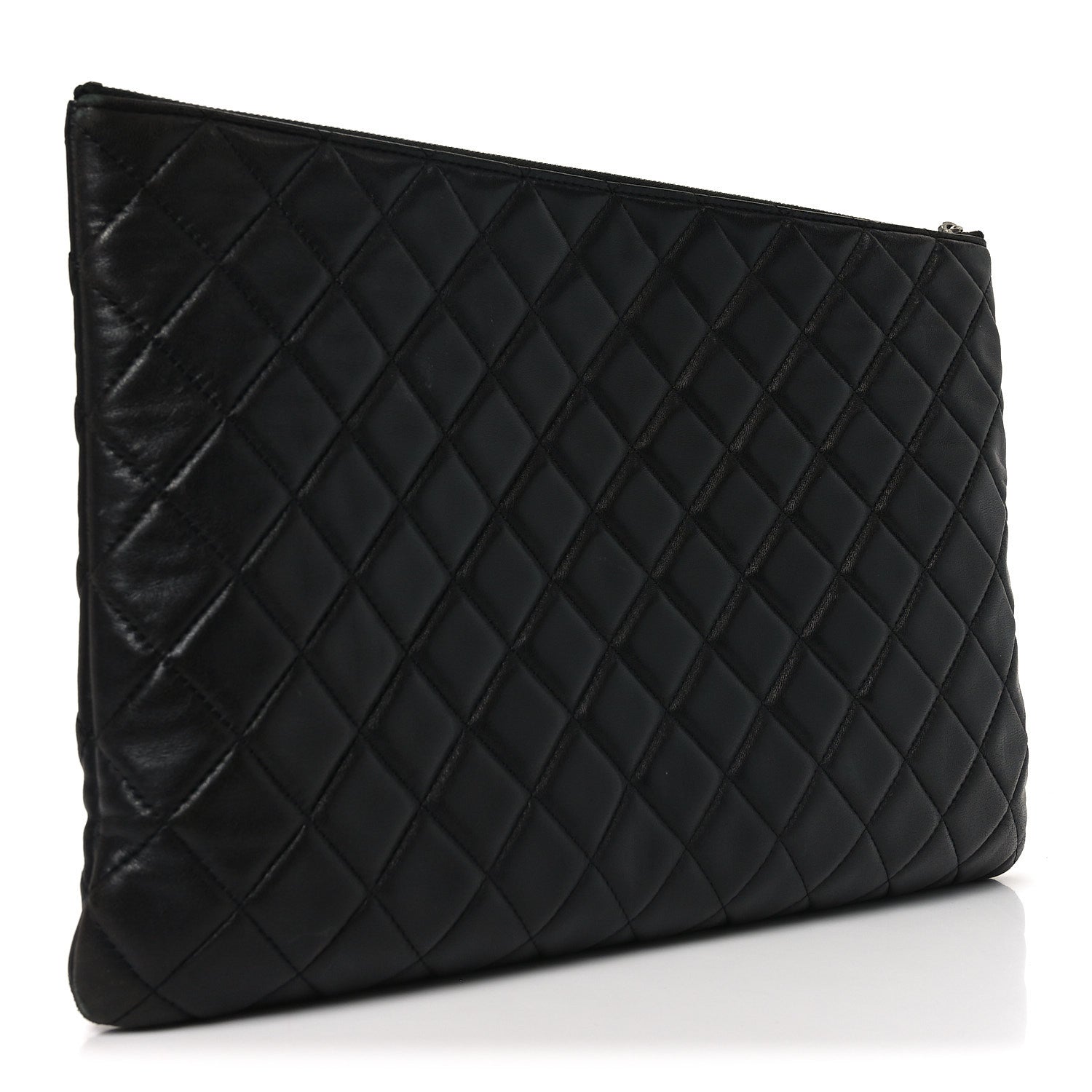 Lambskin Quilted Large Cosmetic Case Black