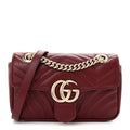 Gucci Calfskin Matelasse Mini GG Marmont Shoulder Bag Rosso Ancora