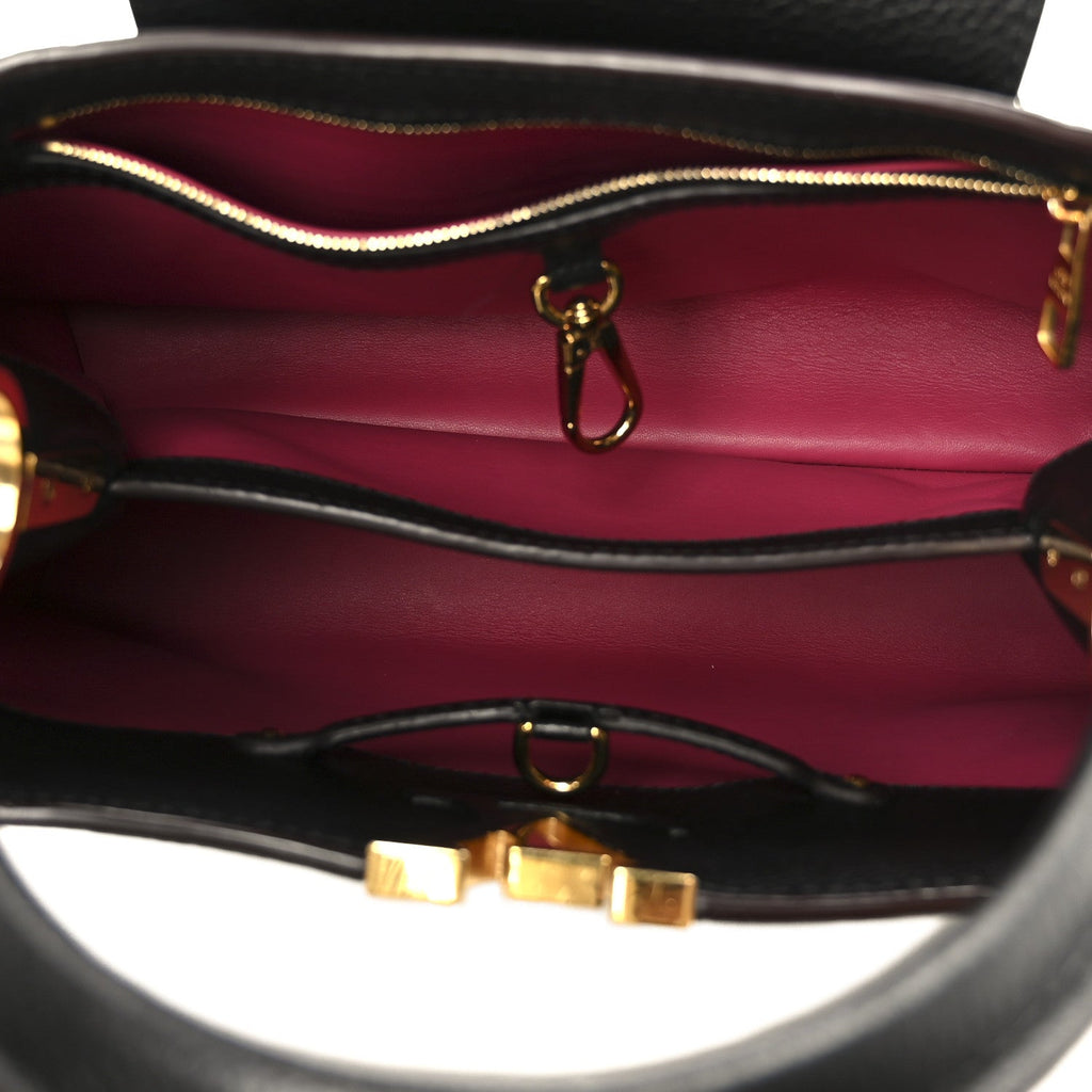 Louis Vuitton Taurillon Capucines PM Black Fuchsia