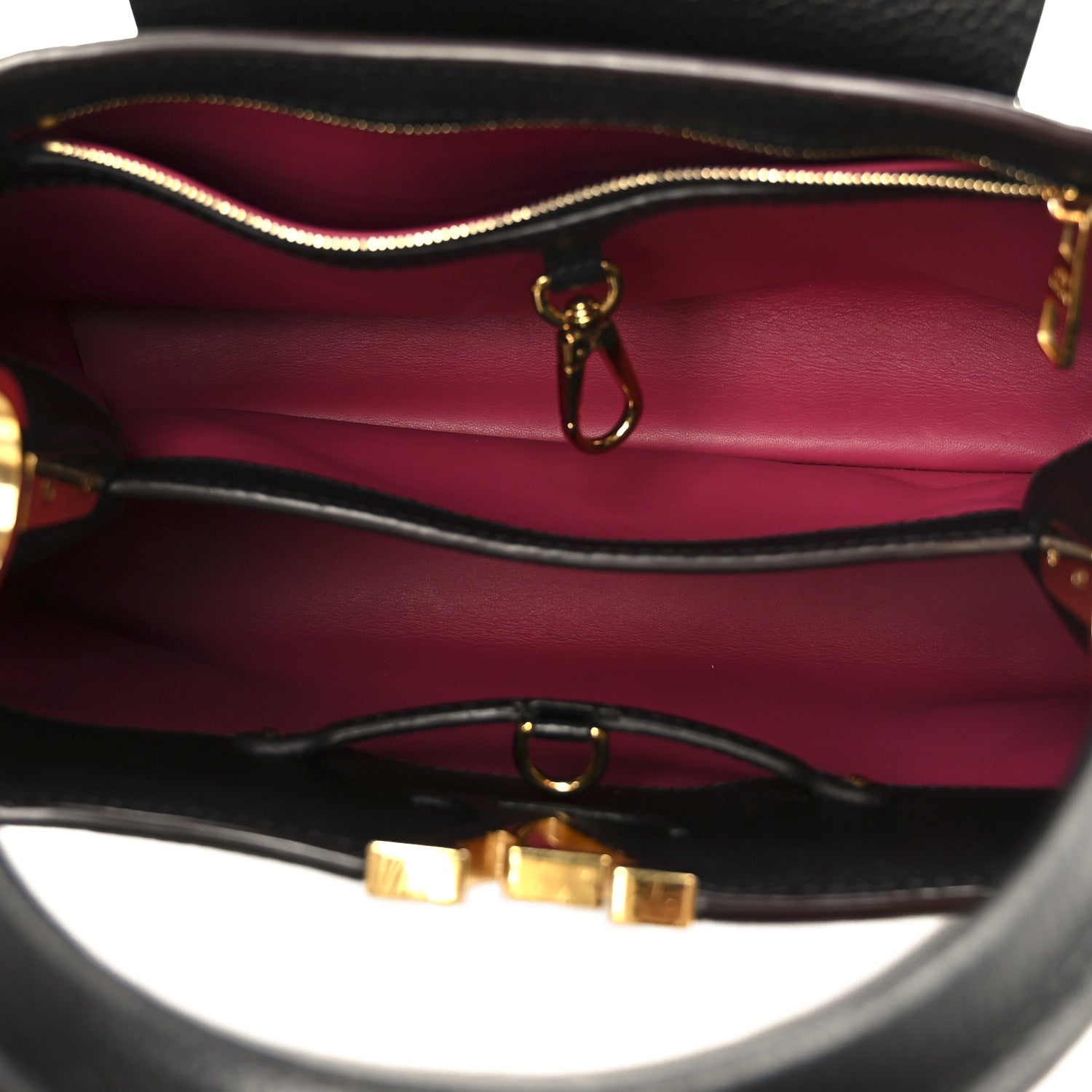 Louis Vuitton Taurillon Capucines PM Black Fuchsia