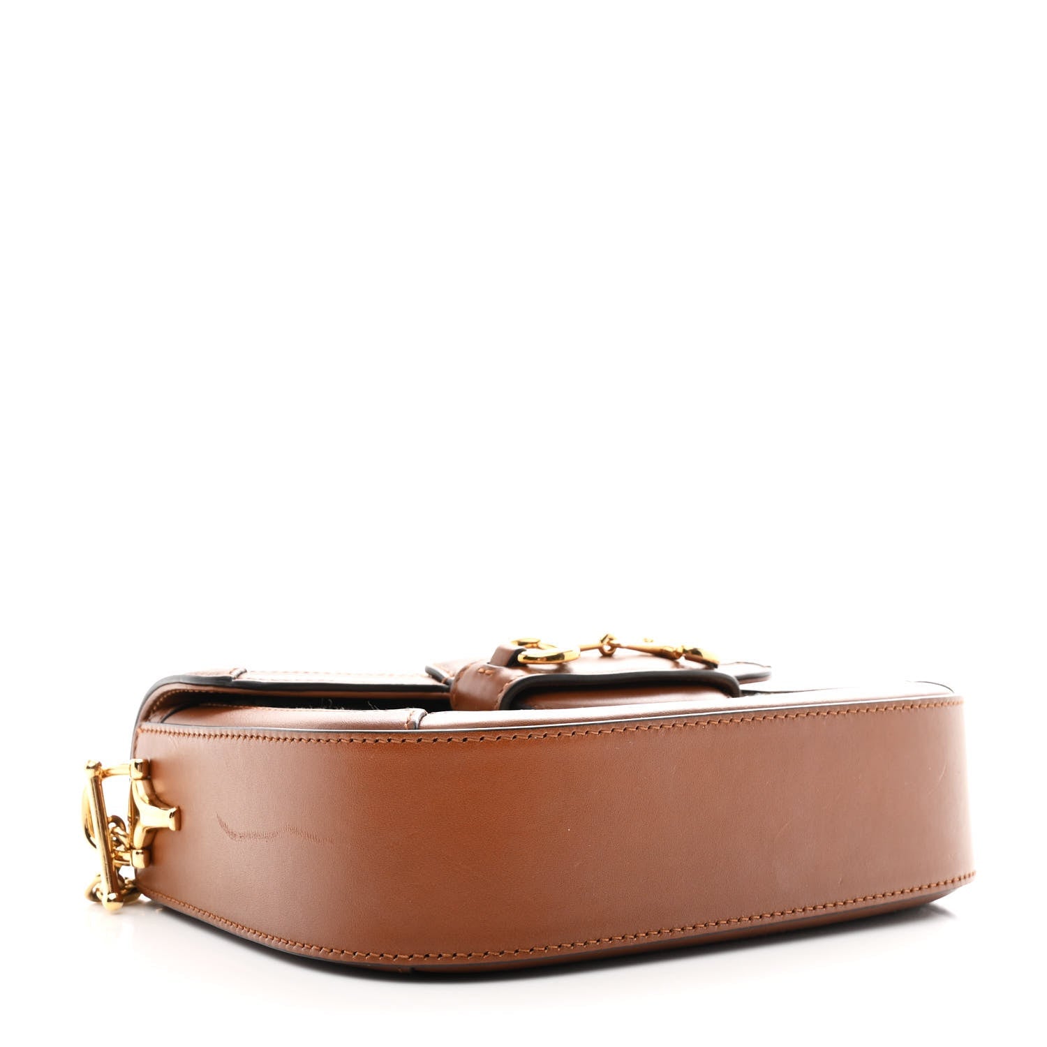 Gucci New Canvas Charisma Calfskin Crystal GG Monogram Mini Horsebit 1955 Shoulder Bag Camel Ebony