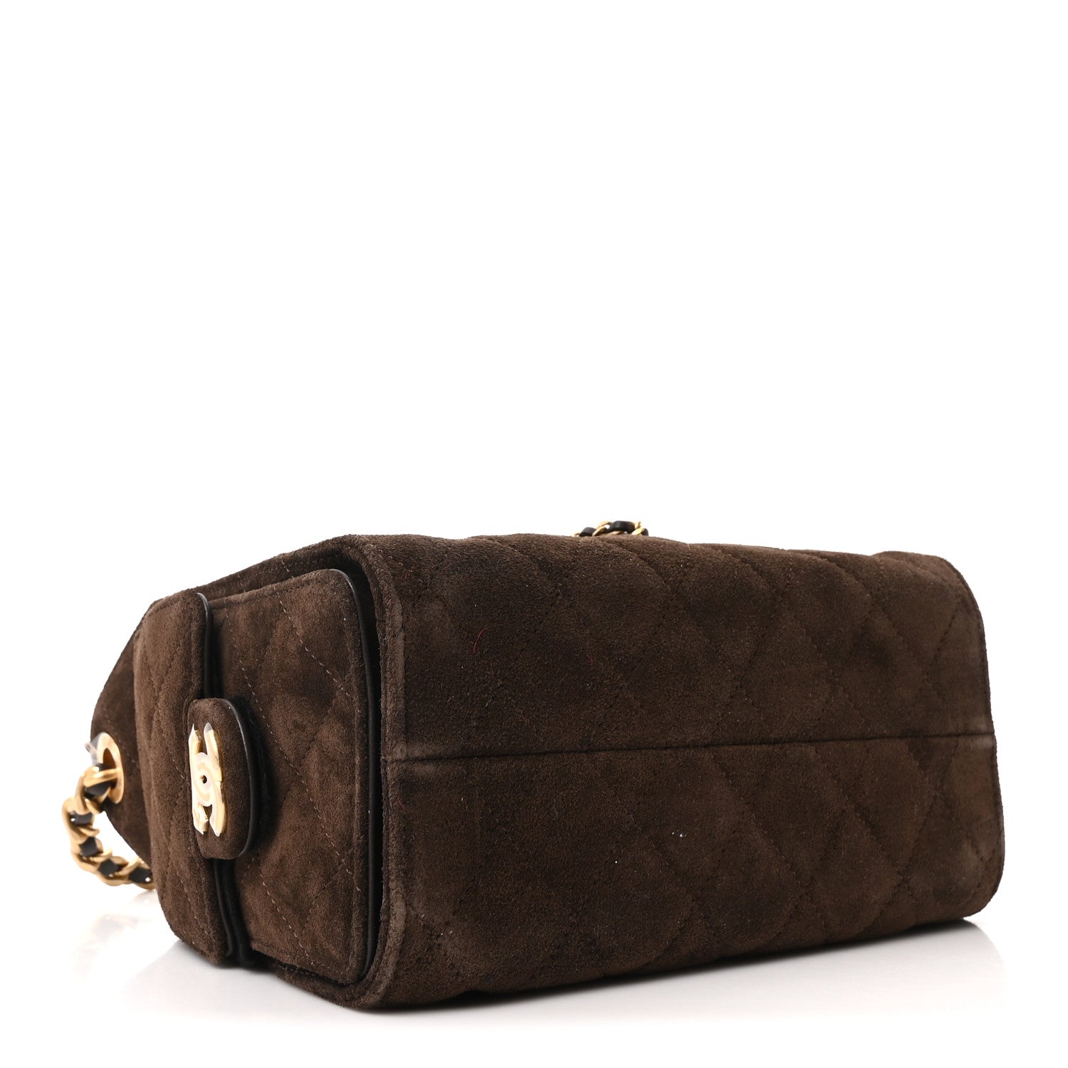 Chanel Suede Quilted Mini Chanel 25 Handbag Dark Brown