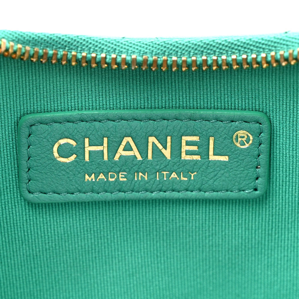 Chanel Lambskin Quilted Chain Around Hobo Green