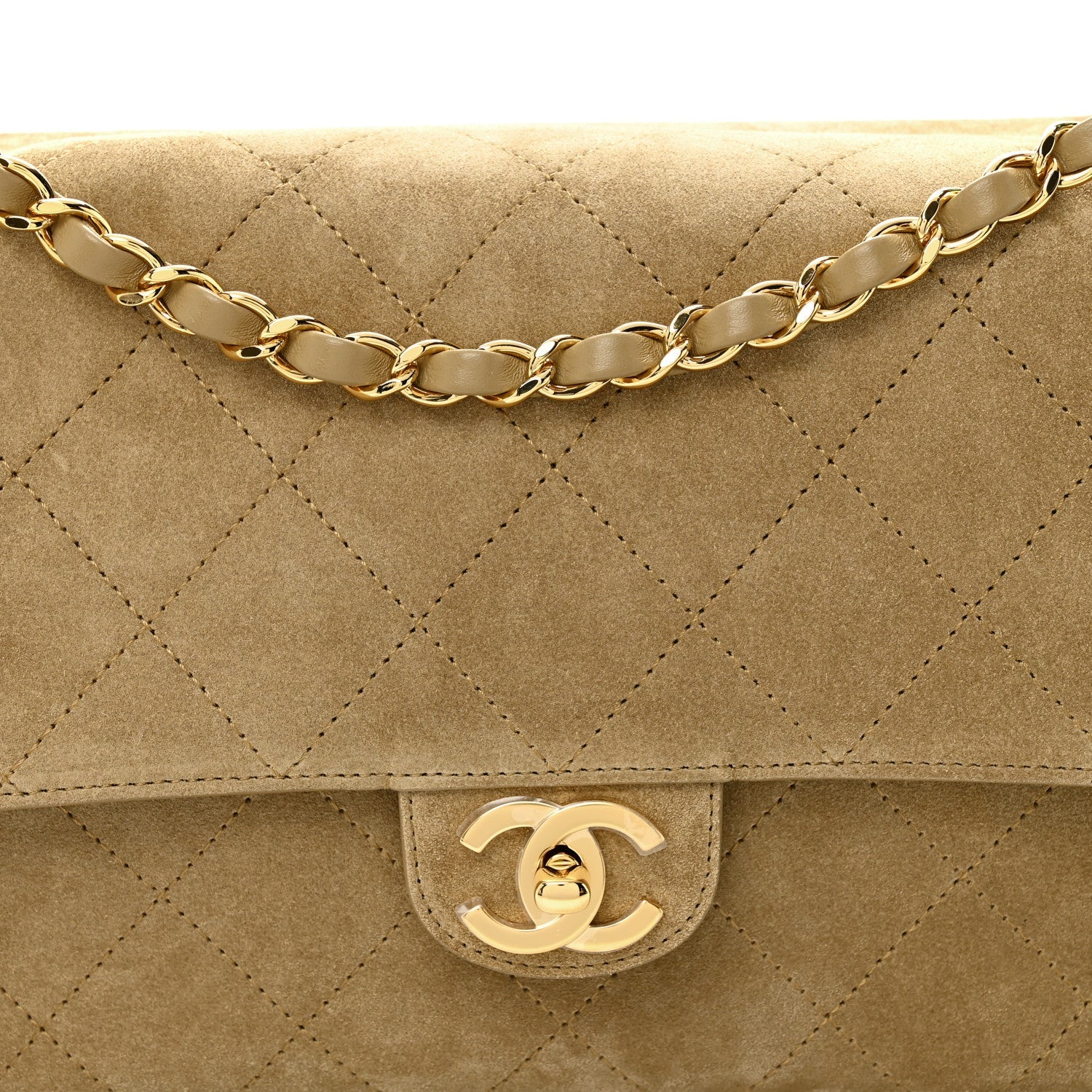 Chanel Suede Calfskin Small Souplissimo Maxi Flap Dark Beige