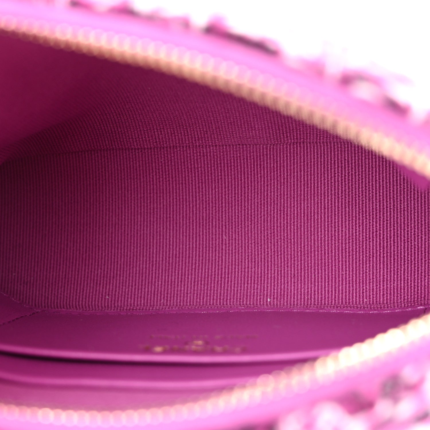 Chanel Tweed Quilted Mini Clutch With Chain Purple