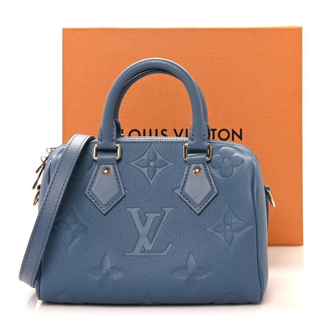 Louis Vuitton Metallic Empreinte Monogram Giant Speedy Bandouliere 20 Navy Nacre