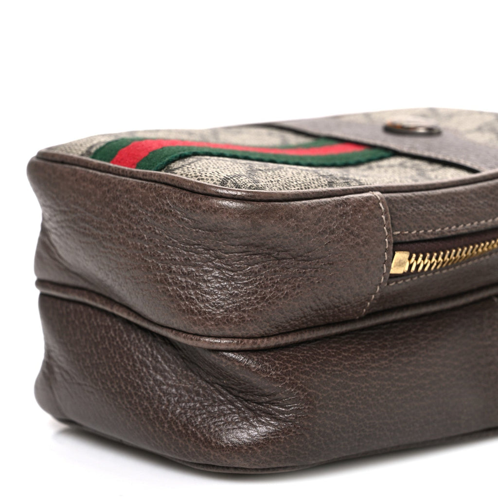 Gucci GG Supreme Monogram Web Mini Ophidia Double Zip Crossbody Bag Beige New Acero