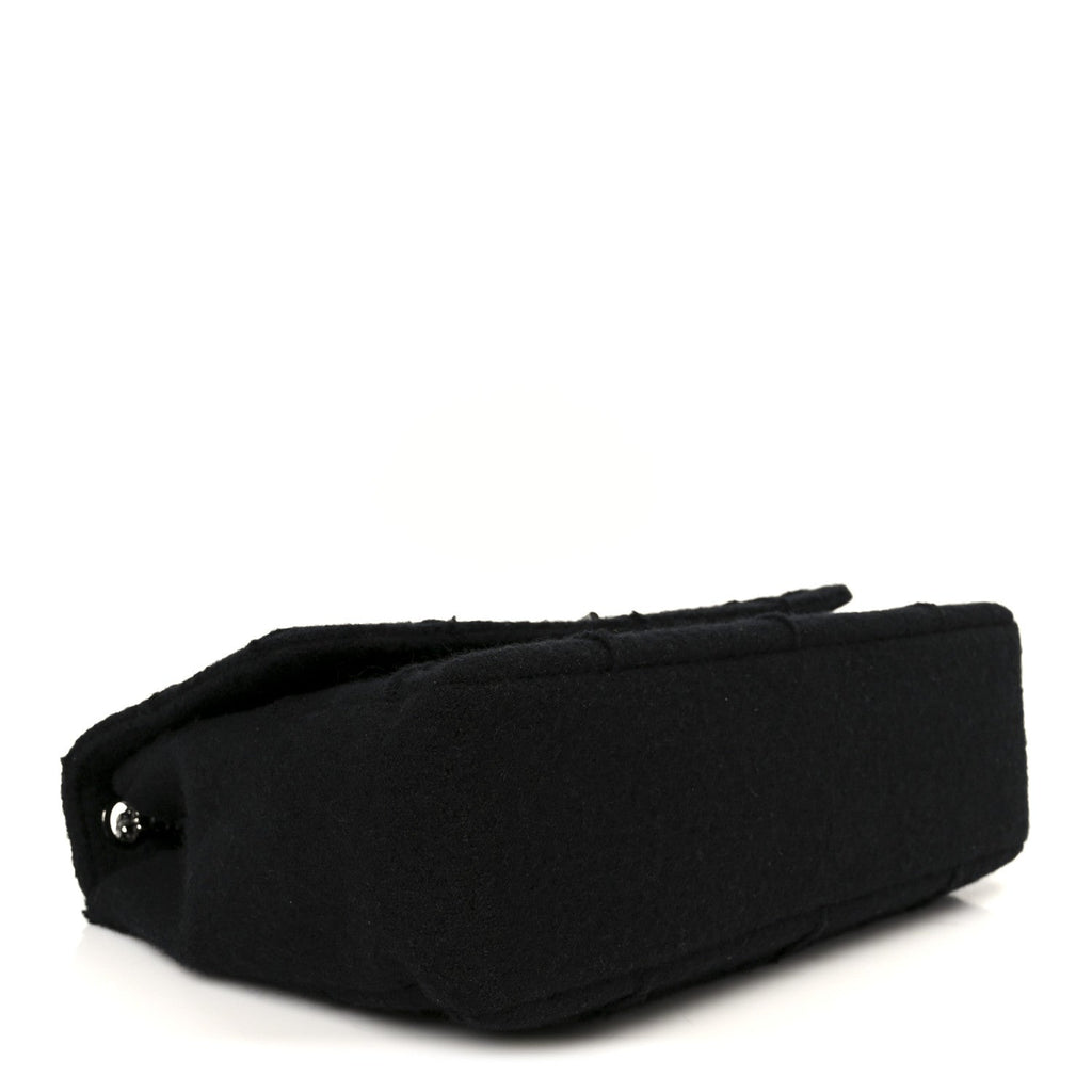 Chanel Wool Jumbo Chocolate Bar Mademoiselle Flap Black