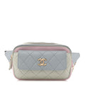 Chanel Goatskin Quilted Waist Bag Green Blue Pink