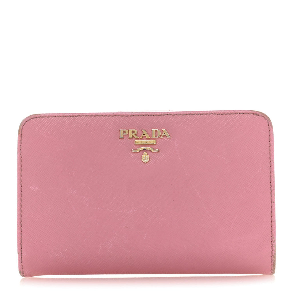 Prada Saffiano Metal Compact Wallet Geranio