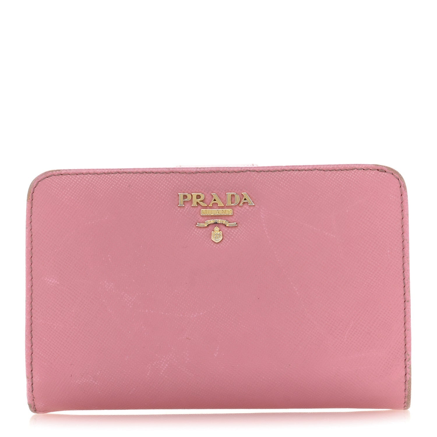 Prada Saffiano Metal Compact Wallet Geranio