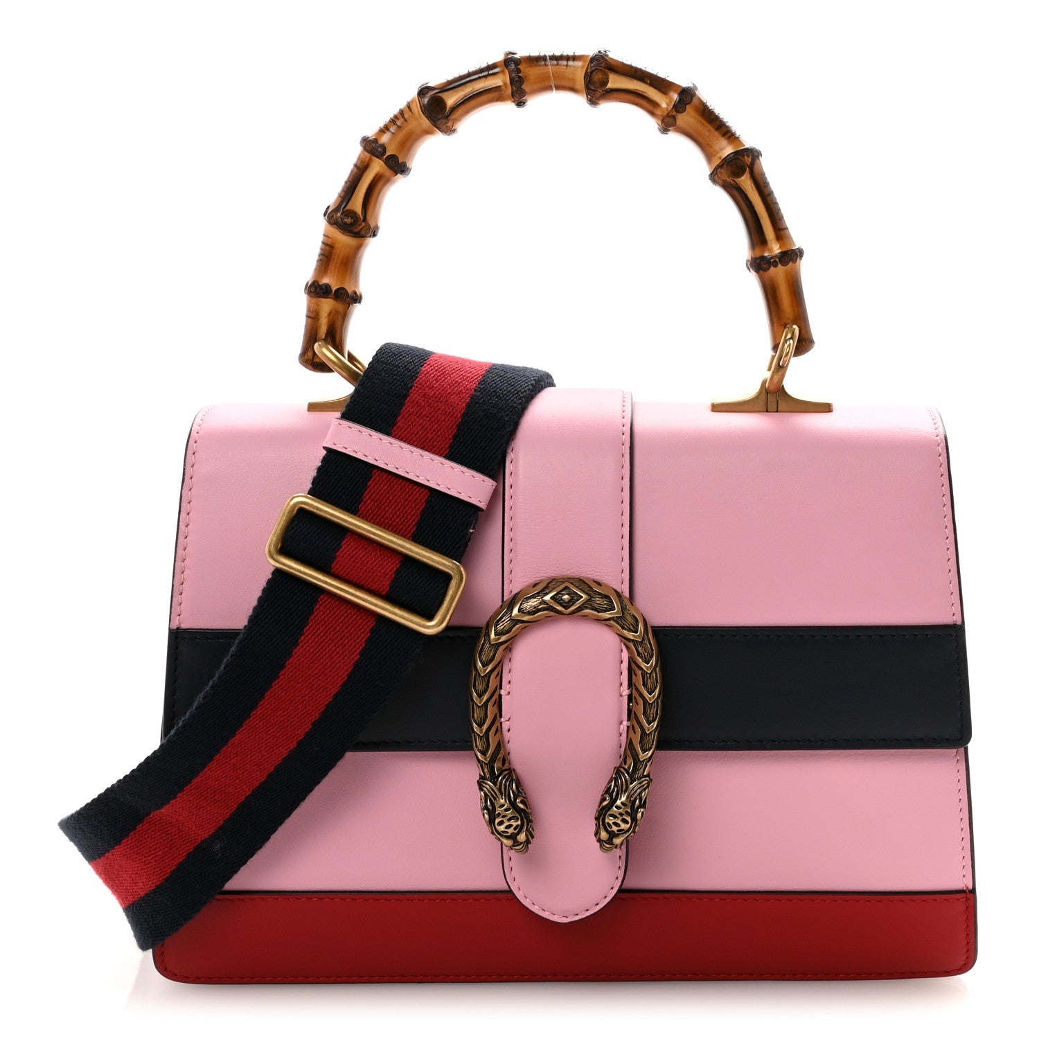 Gucci Moon Calfskin Web Medium Dionysus Bamboo Top Handle Bag Sugar Pink Blue Agata Hibiscus Red