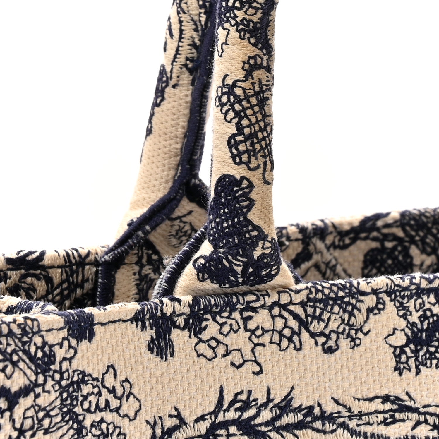 Christian Dior Canvas Embroidered Large Dioriviera Toile De Jouy Book Tote Blue