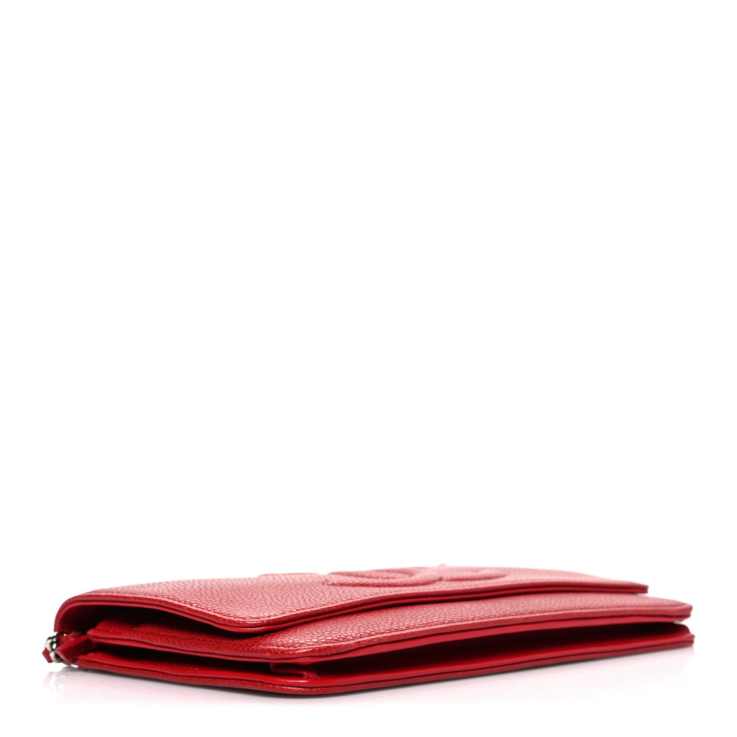 Chanel Caviar Timeless CC Wallet on Chain WOC Red