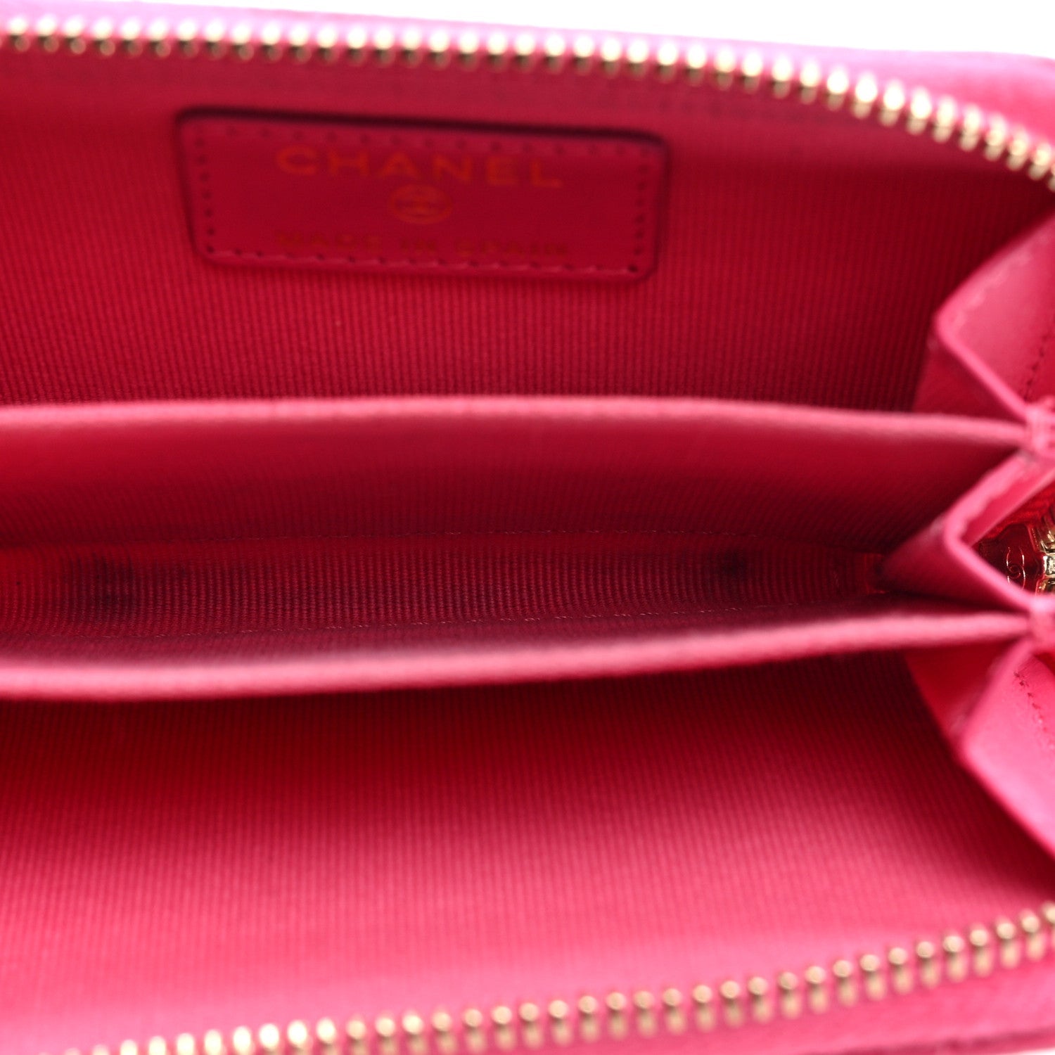 Caviar Quilted Zip Around Coin Purse Pink