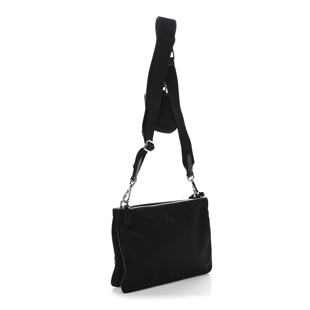 Prada Re-Nylon Saffiano Re-Edition 2000 Double Zip Crossbody Bag Black