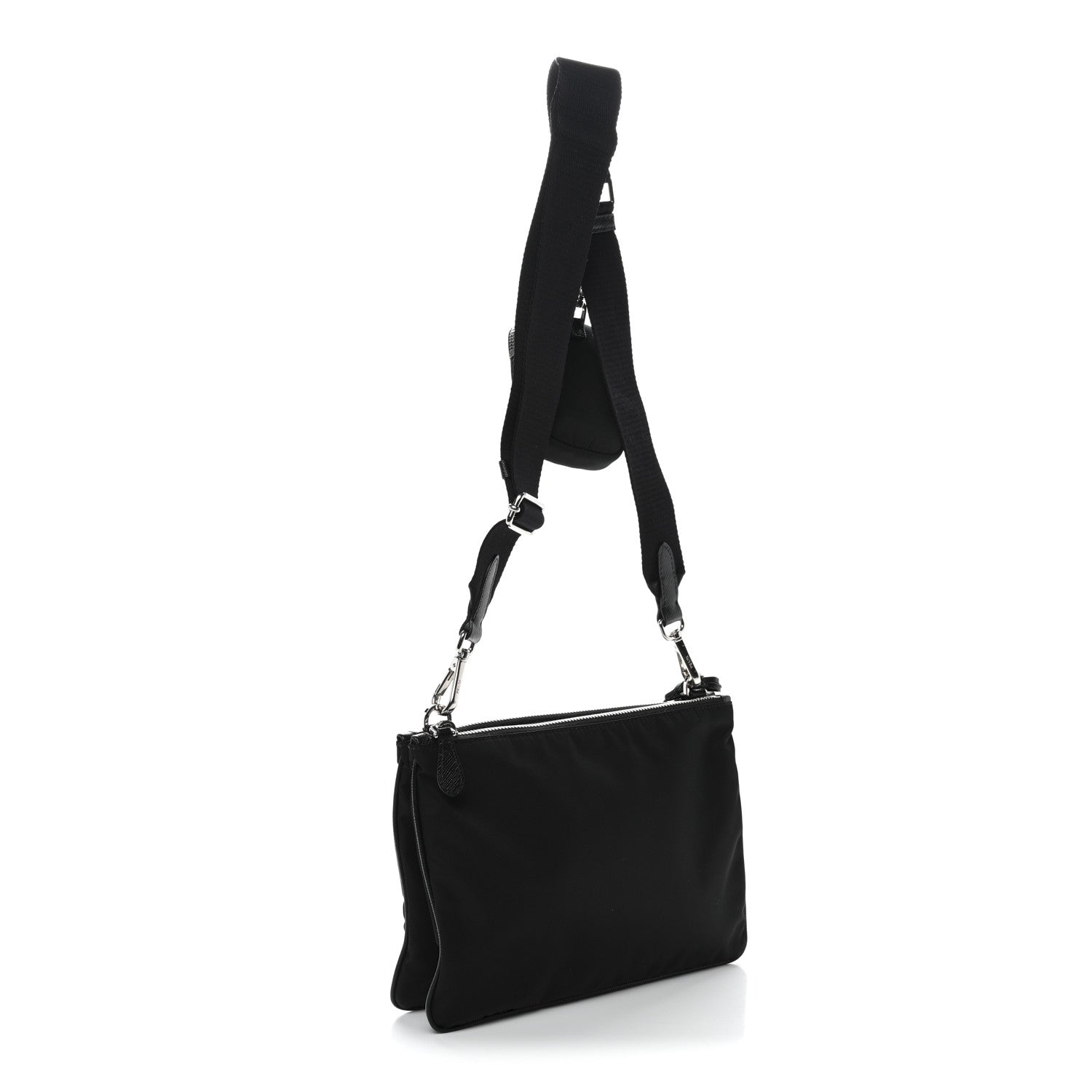 Prada Re-Nylon Saffiano Re-Edition 2000 Double Zip Crossbody Bag Black