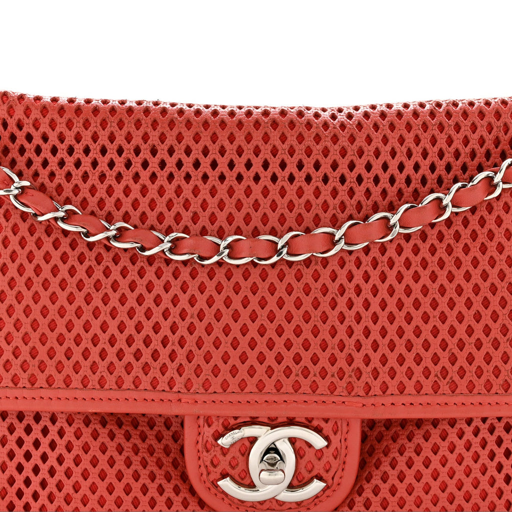 Chanel Perforated Calfskin Large Up In The Air Flap Red
