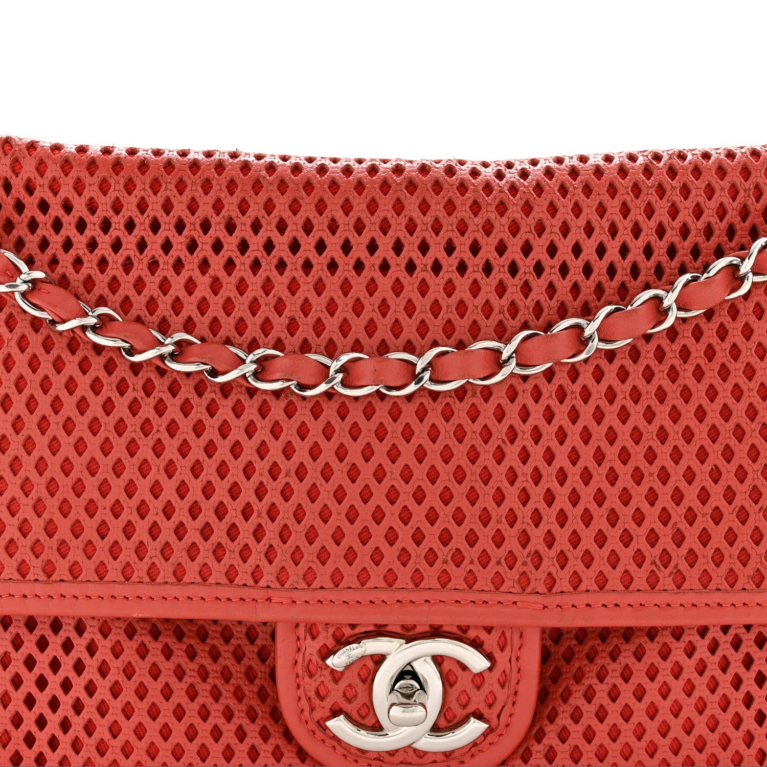 Chanel Perforated Calfskin Large Up In The Air Flap Red