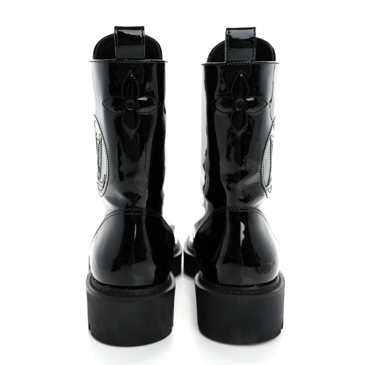 Louis Vuitton Patent Territory Flat Ranger Boots 38 Black