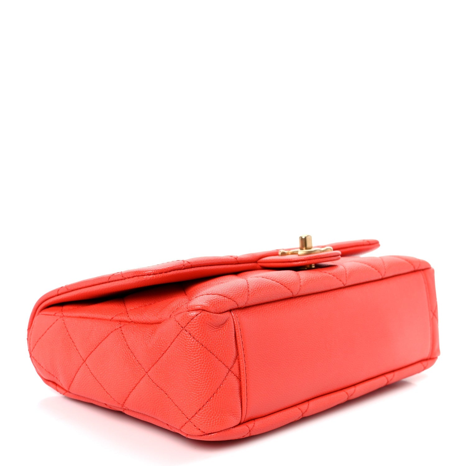 Chanel Caviar Quilted CC Melody Single Flap Orange