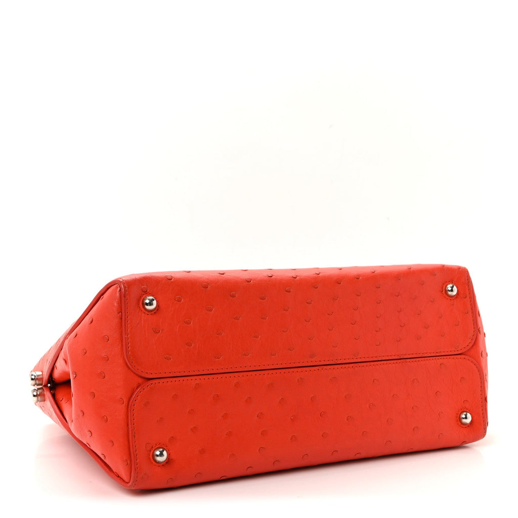 Christian Dior Ostrich Large Open Bar Tote Orange