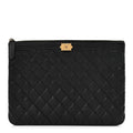Caviar Quilted Medium Boy Cosmetic Case Black