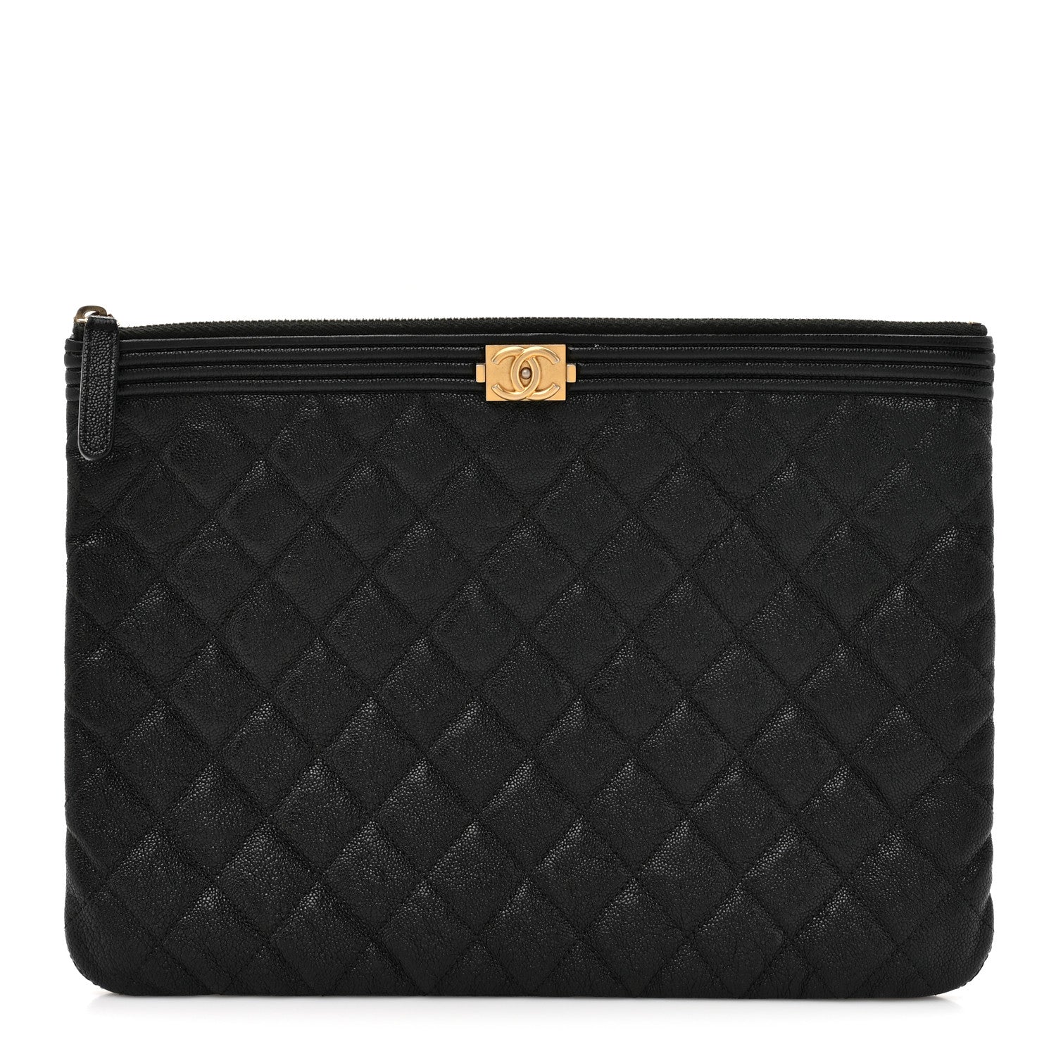 Caviar Quilted Medium Boy Cosmetic Case Black