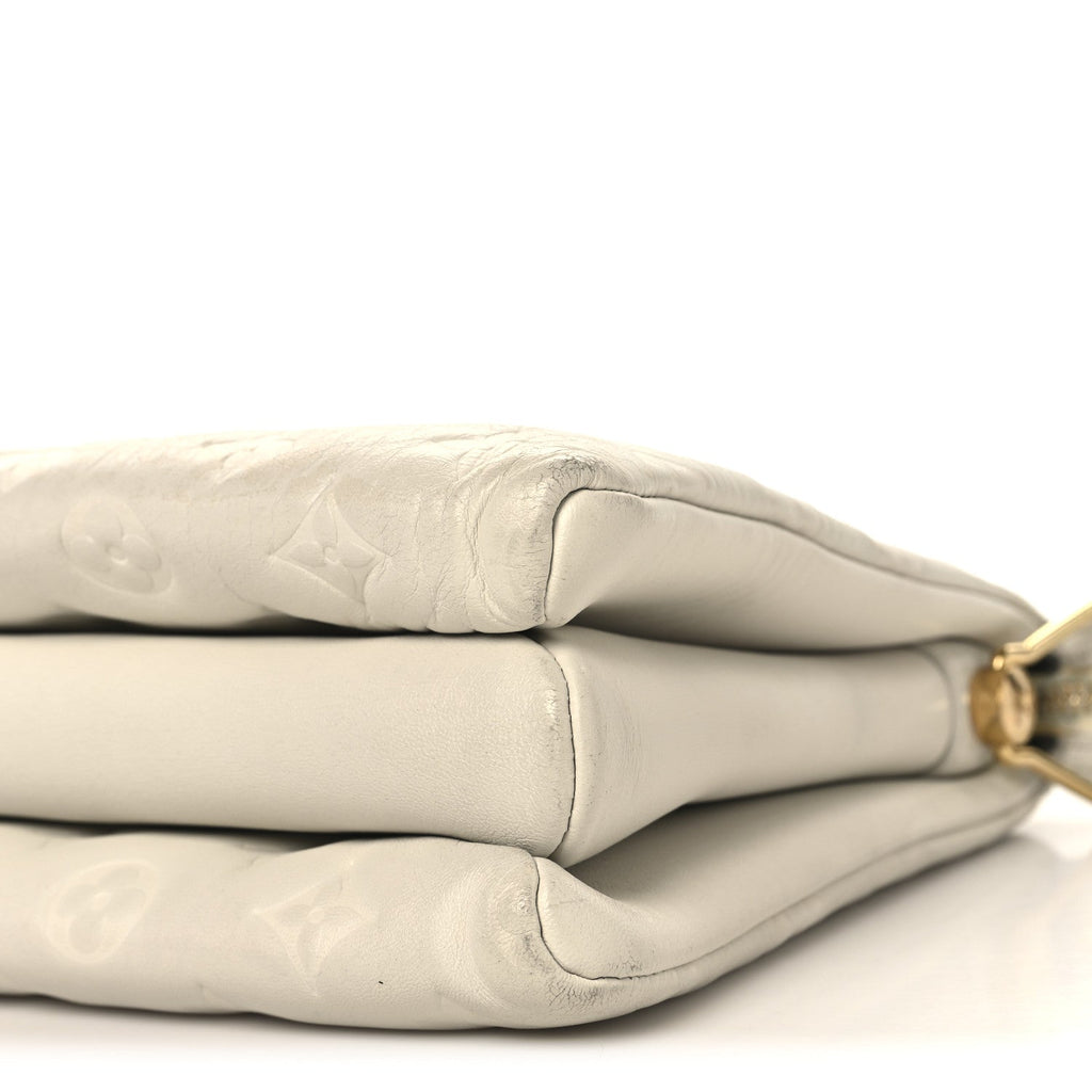 Louis Vuitton Lambskin Embossed Monogram Coussin PM Beige Cream