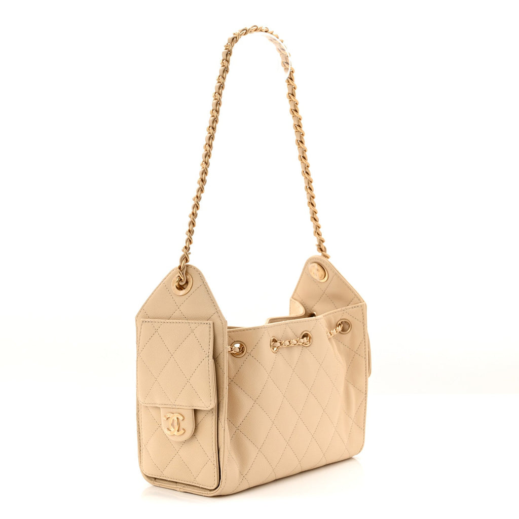 Chanel Caviar Quilted Mini Chanel 25 Handbag Beige