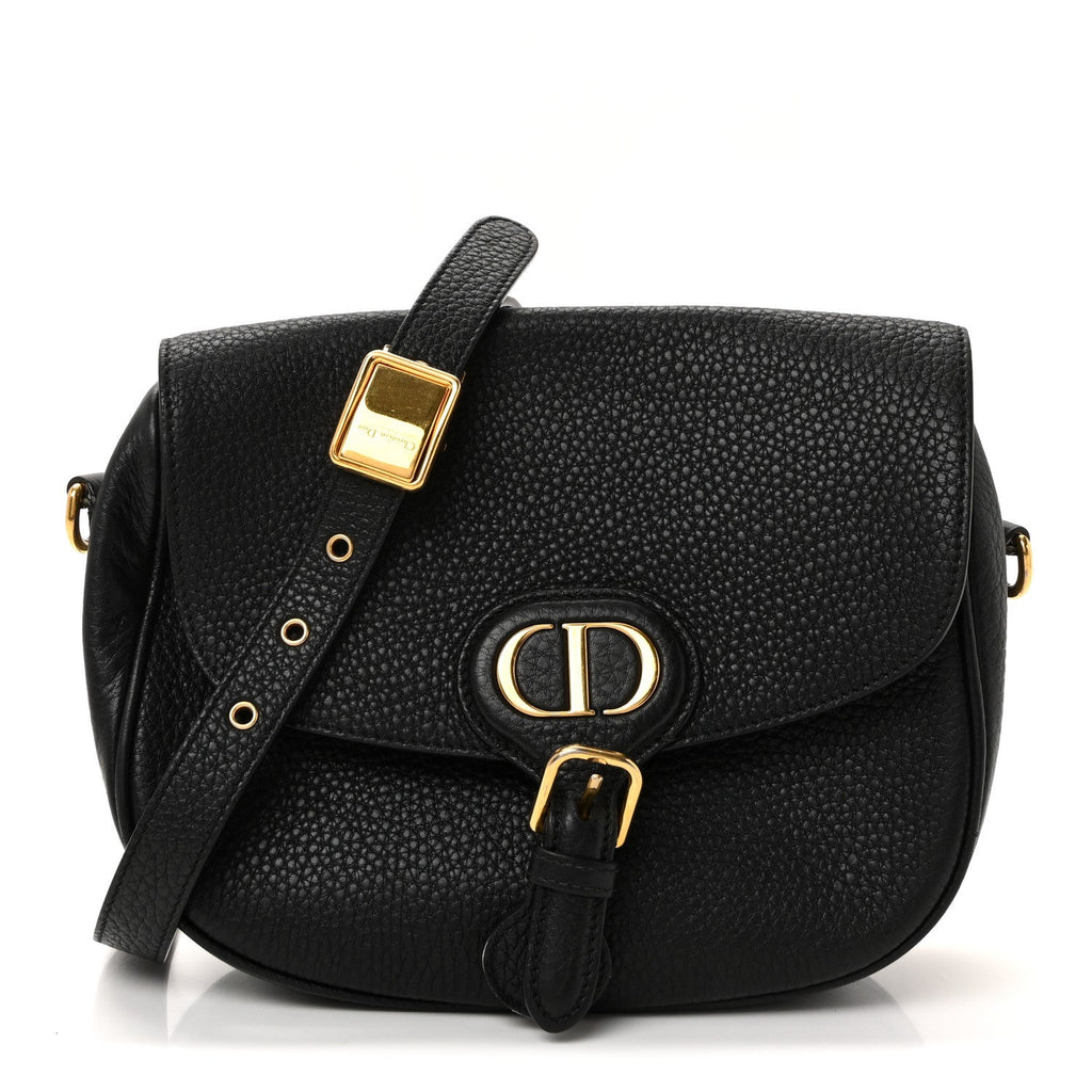 Christian Dior Grained Calfskin Medium Bobby Flap Black