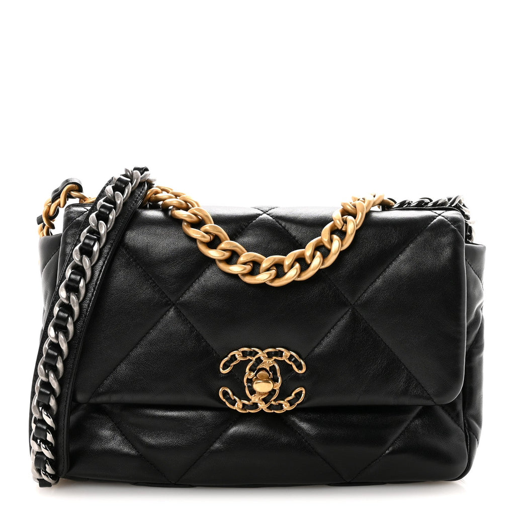 Chanel Lambskin Quilted Medium Chanel 19 Flap Black