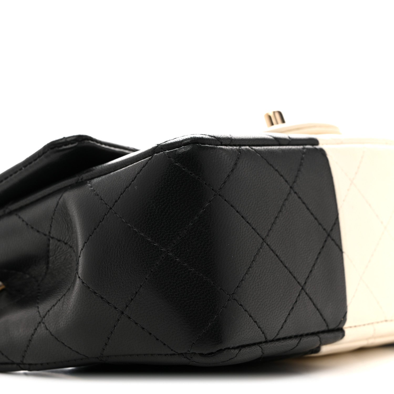 Chanel Lambskin Quilted Mini Rectangular Flap Black White