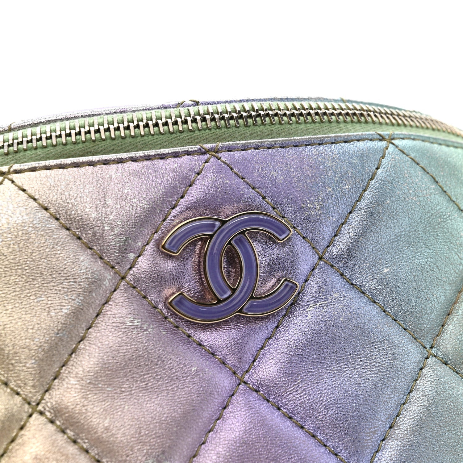 Chanel Gradient Metallic Lambskin Quilted Walking Mood Waist Bag Fanny Pack Pink Purple Green