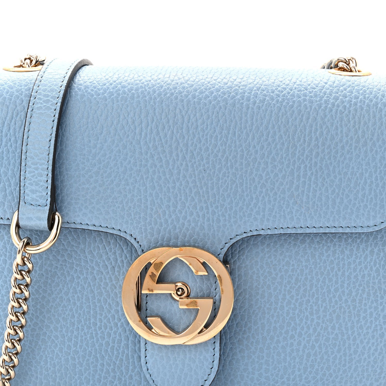 Gucci Dollar Calfskin Small Interlocking G Shoulder Bag Mineral Blue