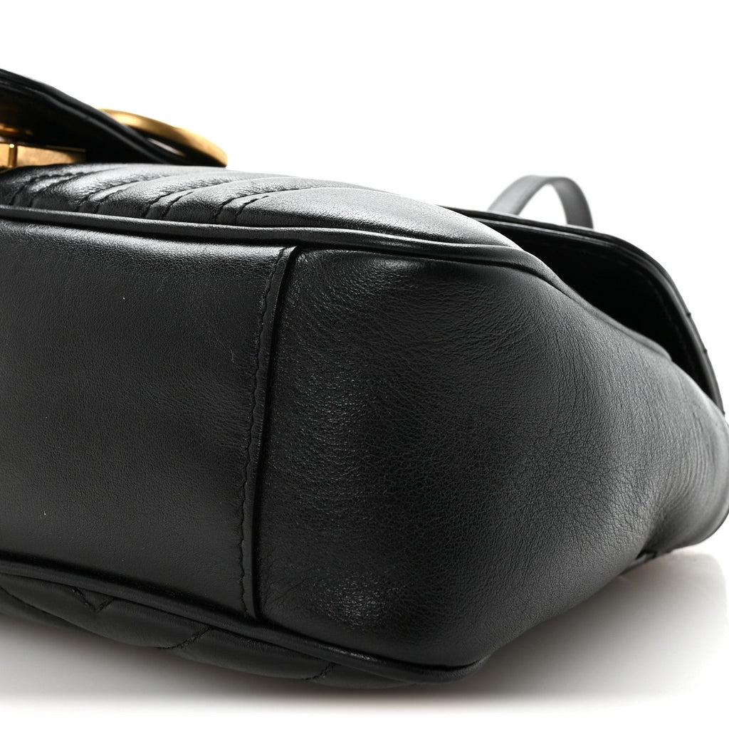 Gucci Calfskin Matelasse Small GG Marmont Shoulder Bag Black