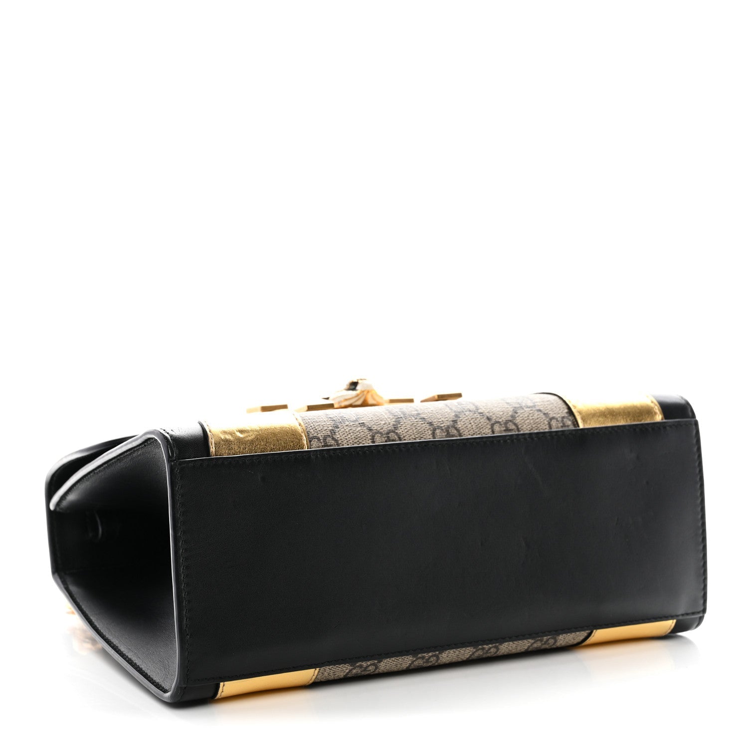 Gucci GG Supreme Monogram Small Osiride Top Handle Bag Black Gold