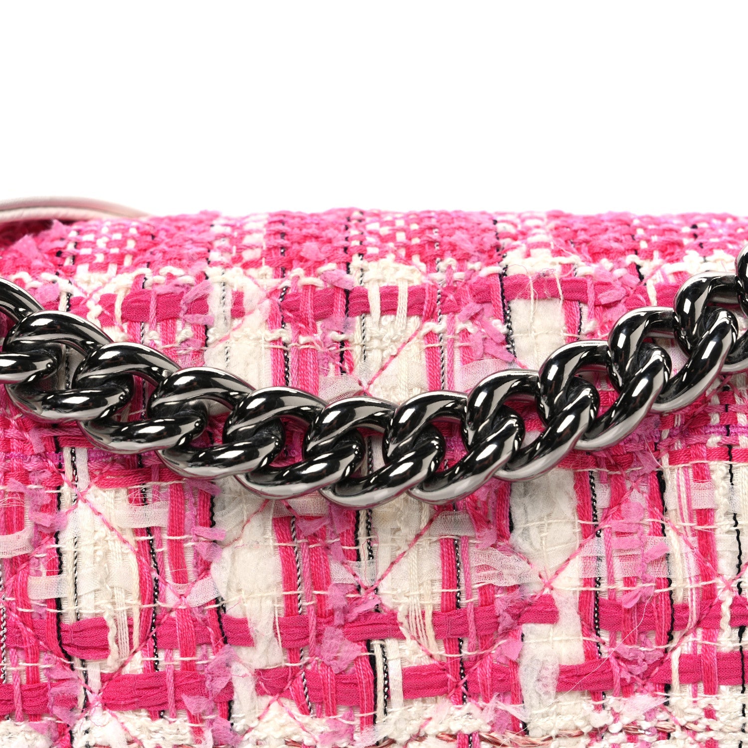 Chanel Patent Tweed Medium Boy Flap White