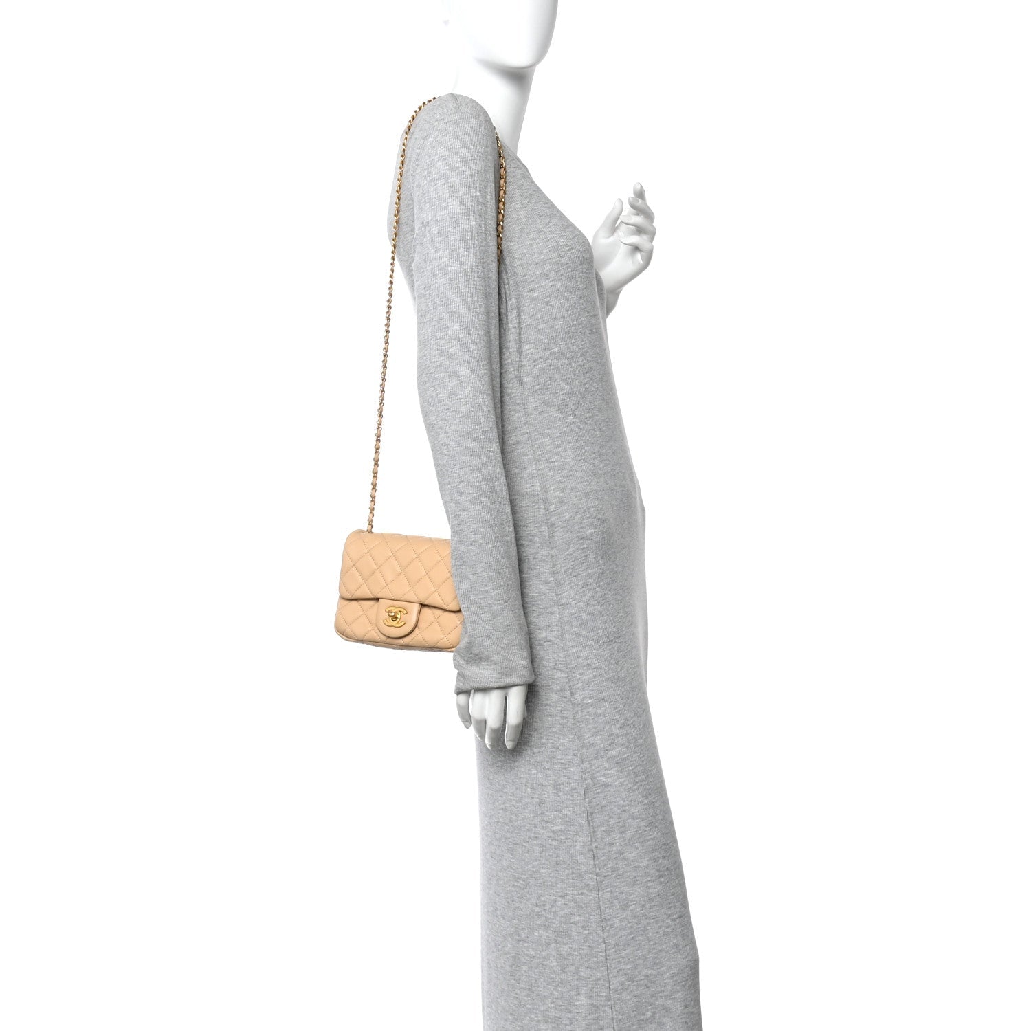 Chanel Lambskin Quilted Mini Pearl Crush Flap Beige