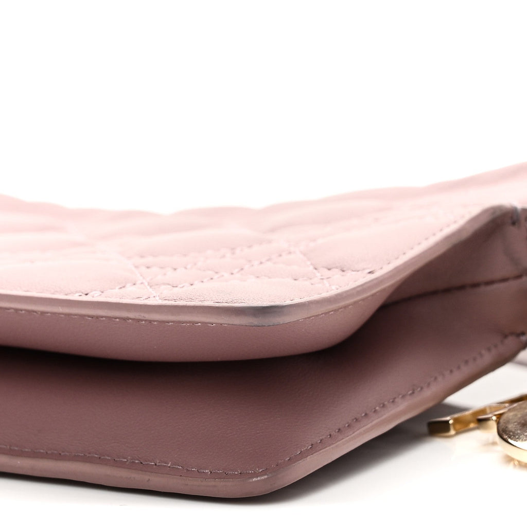 Christian Dior Lambskin Cannage Milly Mini Drawstring Bag Pink Peony