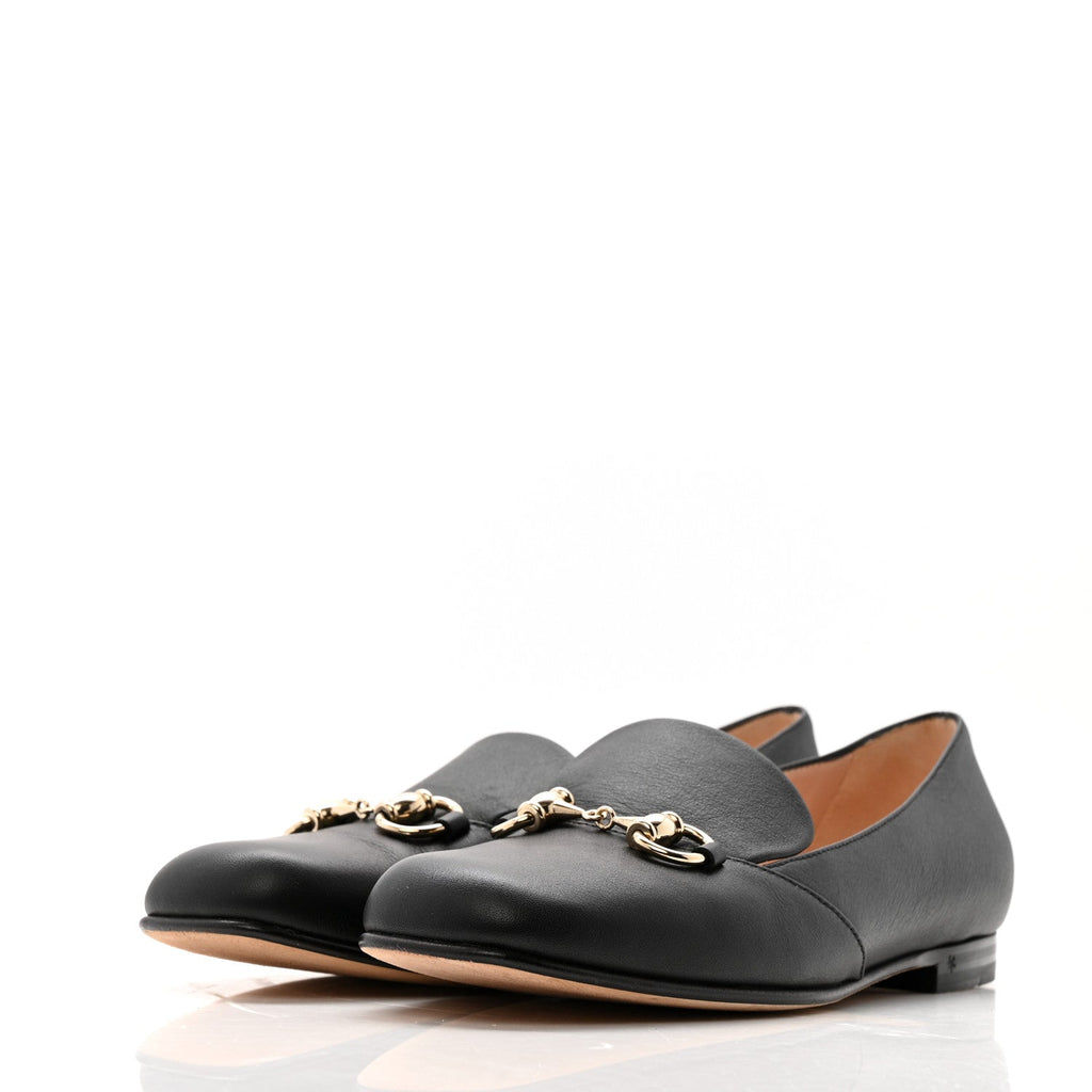 Gucci Calfskin Womens Horsebit Loafers 35.5 Black