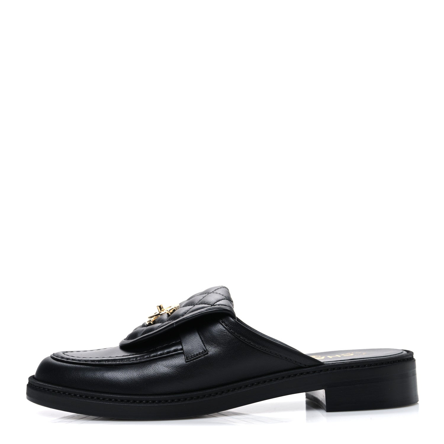 Lambskin Quilted CC Turnlock Mules 40 Black