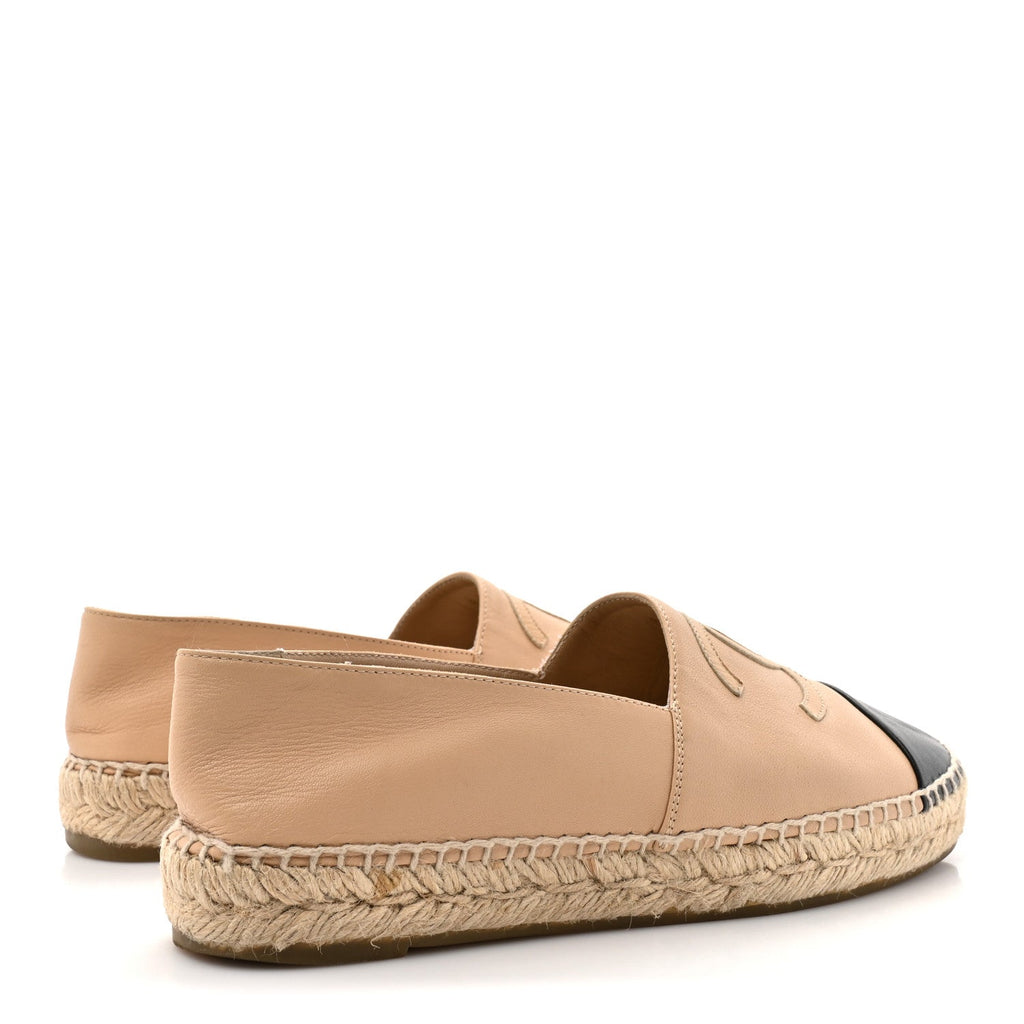 Lambskin CC Espadrilles 38 Beige Black