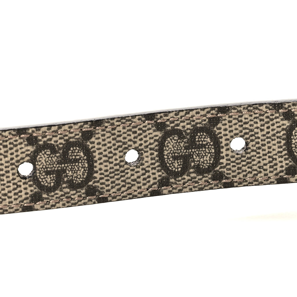 Gucci GG Supreme Monogram Plutone Calfskin Double G Reversible Belt Beige Ebony