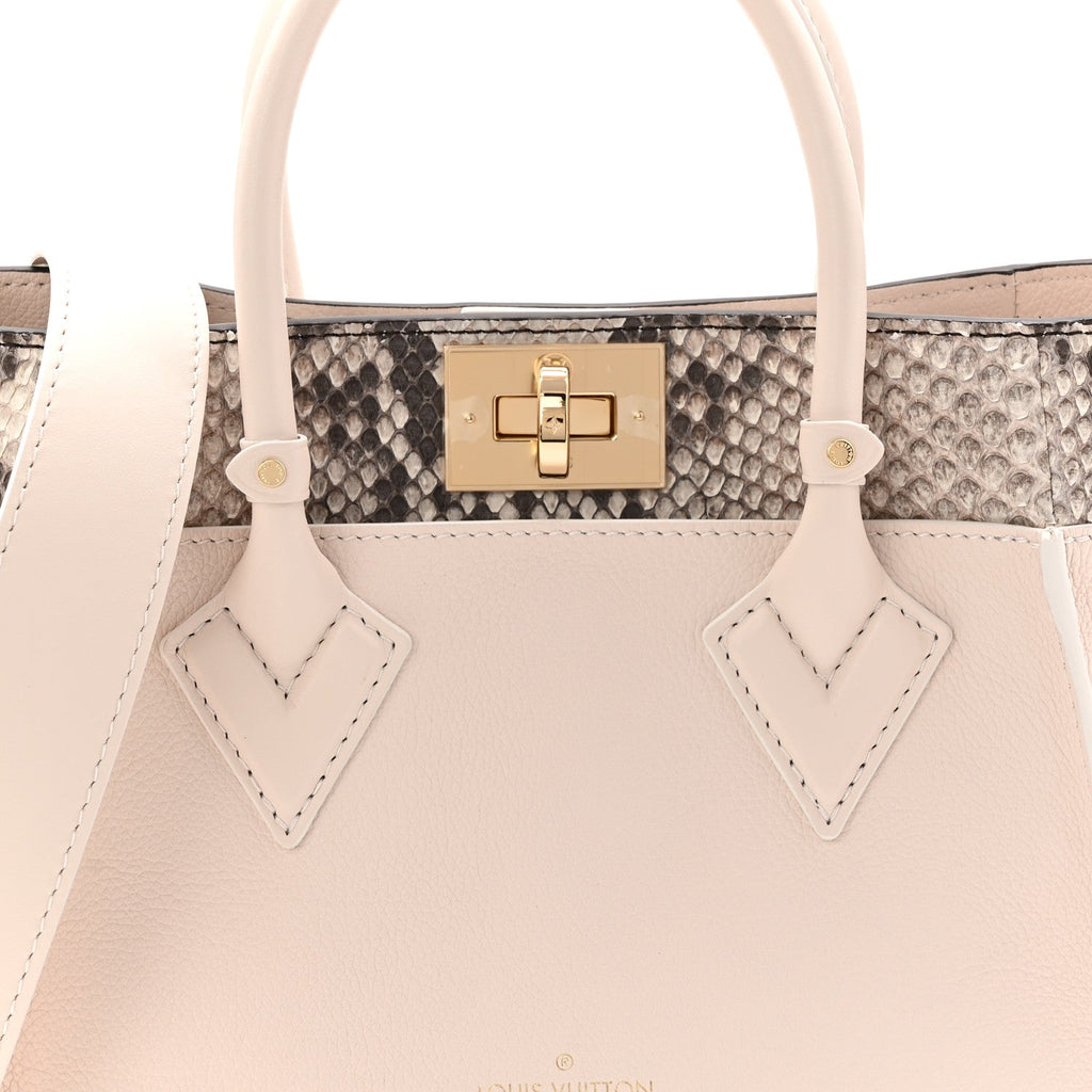 Louis Vuitton Calfskin Karung Snakeskin Mahina On My Side PM Quartz White