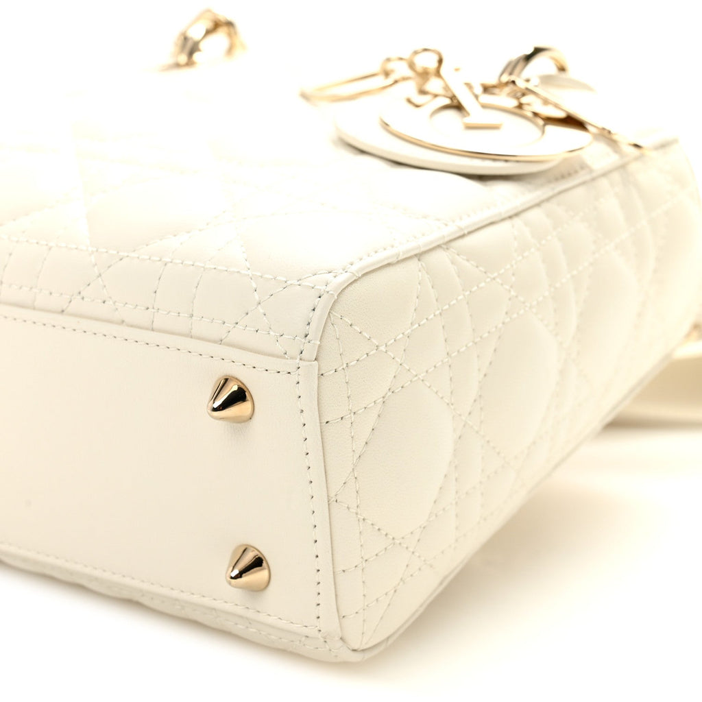 Christian Dior Lambskin Cannage Small My ABCDior Lady Dior White