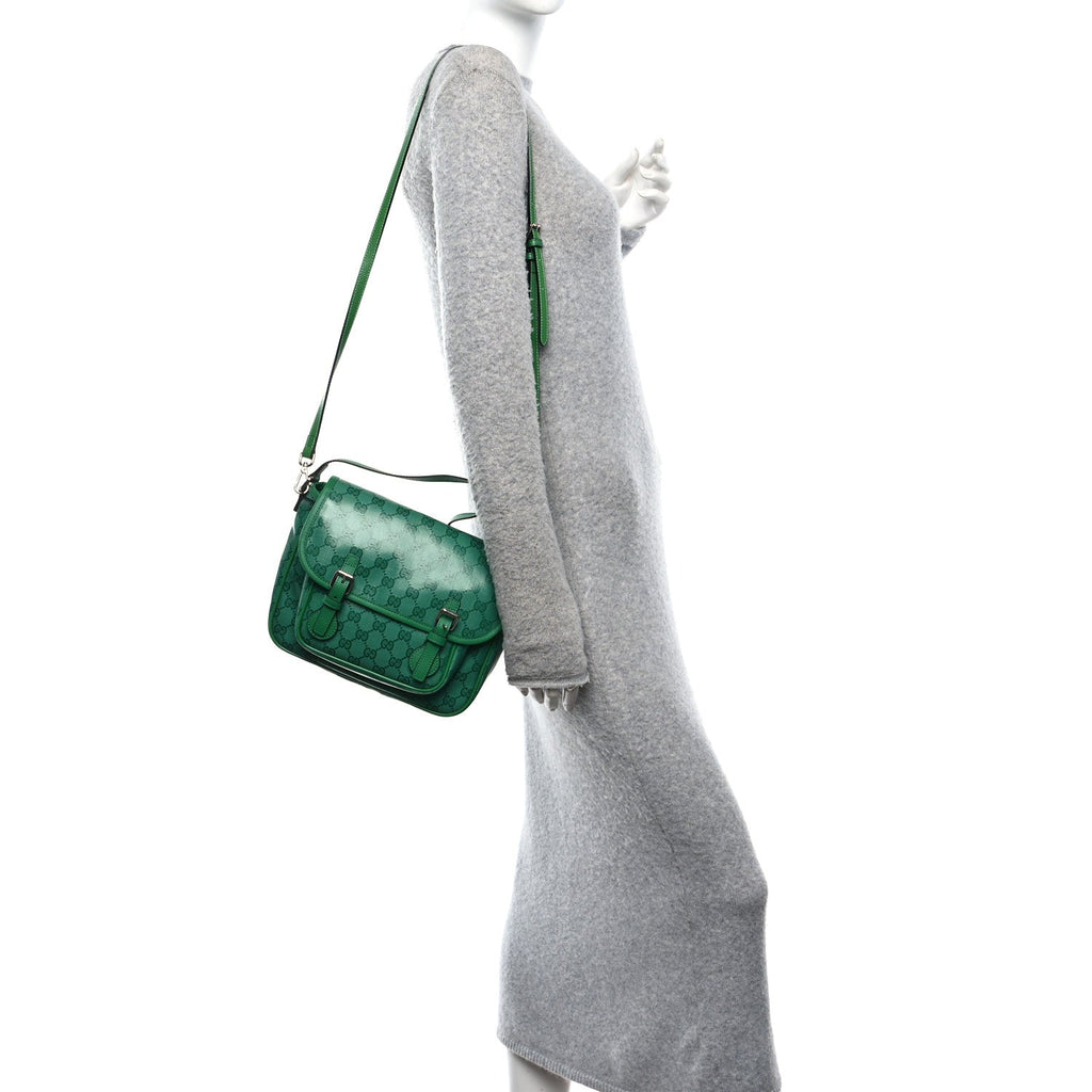 Gucci Monogram GG Childrens Messenger Bag Green