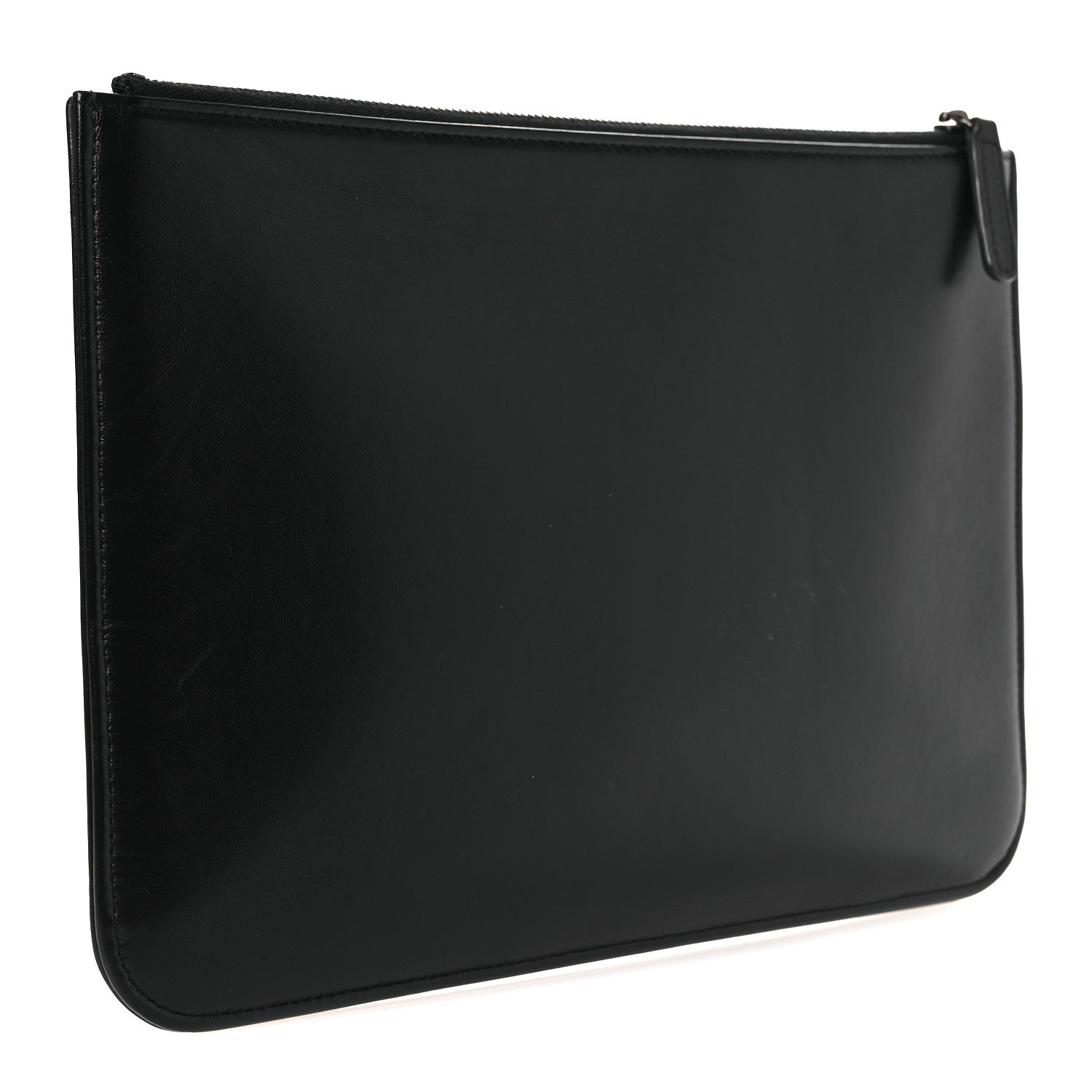 Chanel Shiny Calfskin Crystal Pearl Logo Cosmetic Case Black