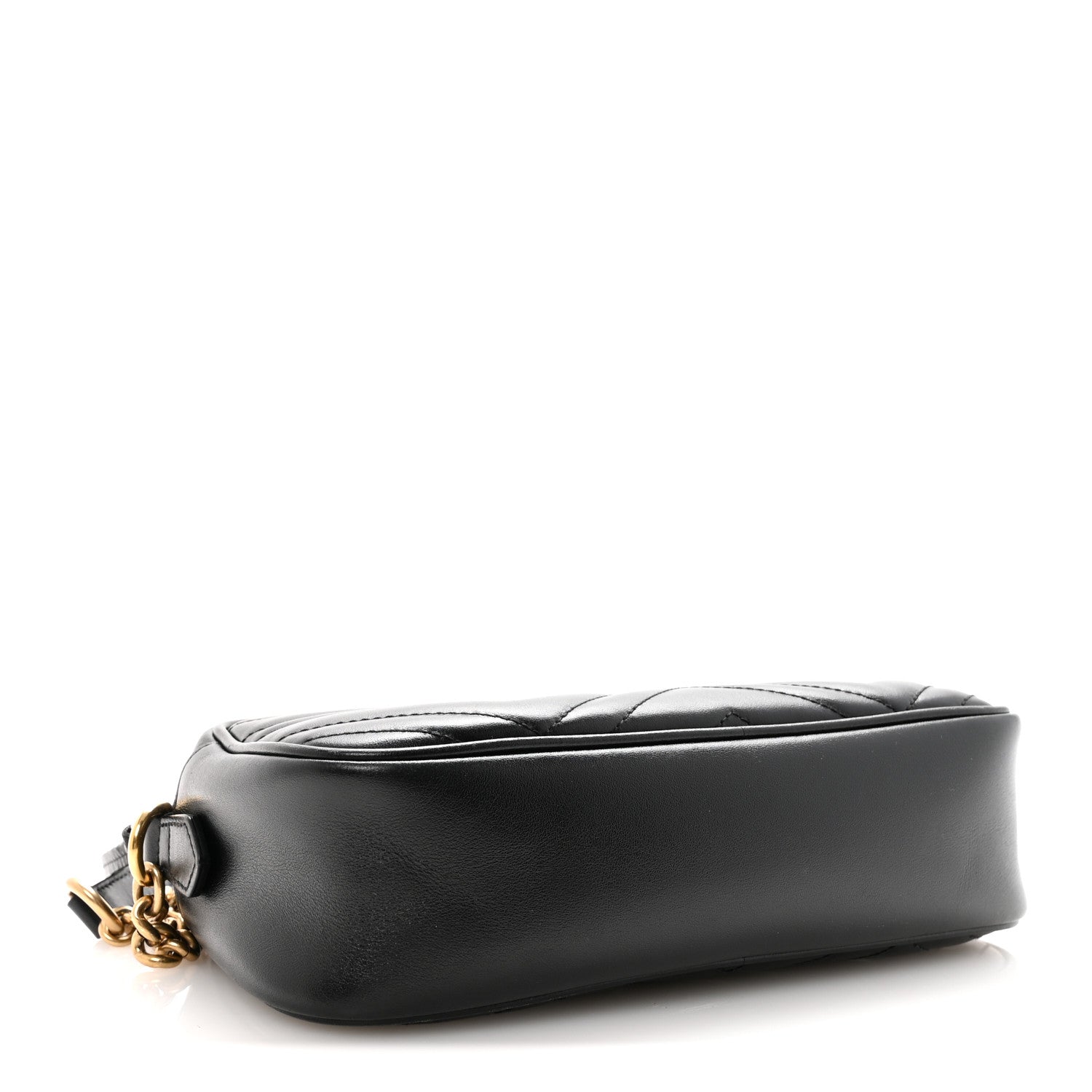 Gucci Calfskin Matelasse Small GG Marmont Chain Shoulder Bag Black