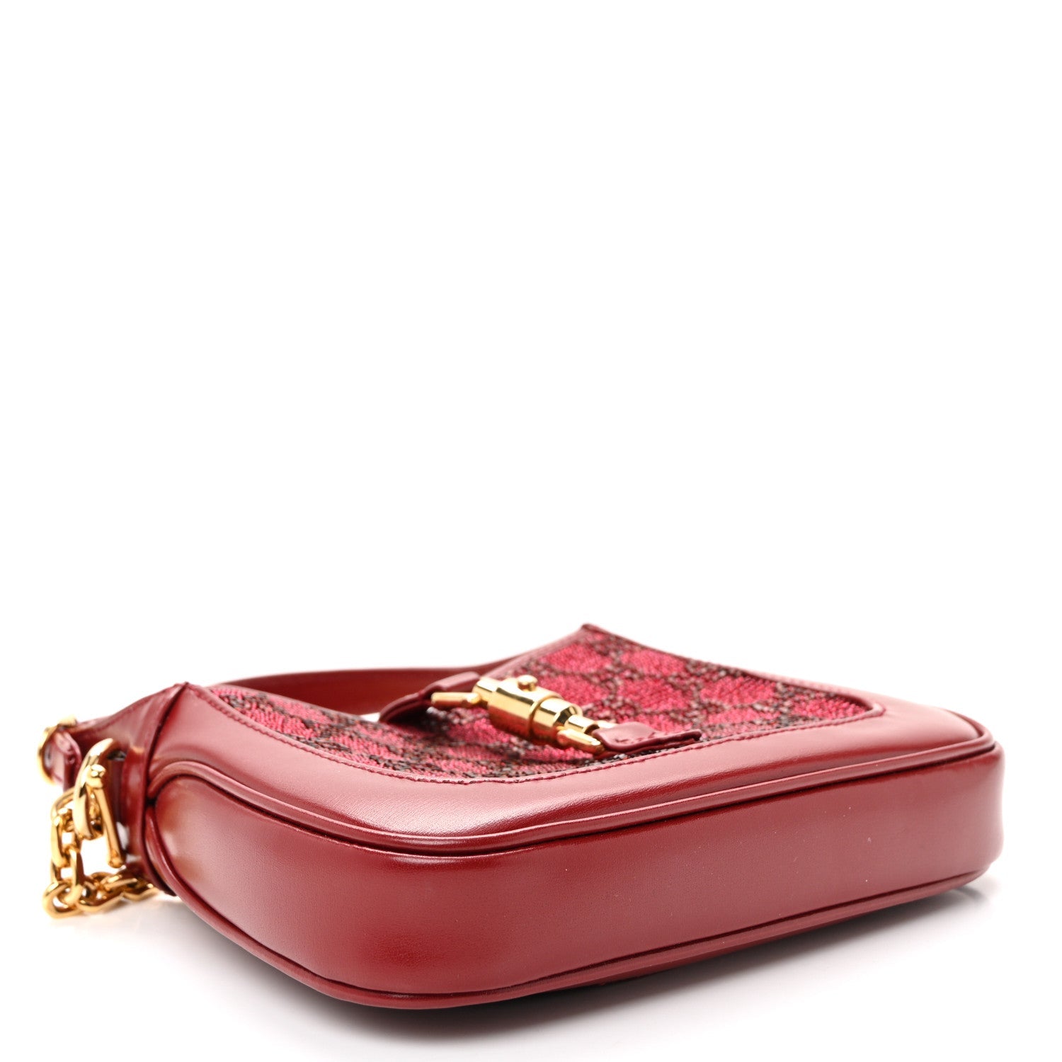 Gucci Calfskin Beaded Embroidery GG Monogram Mini Jackie 1961 Cherry Red